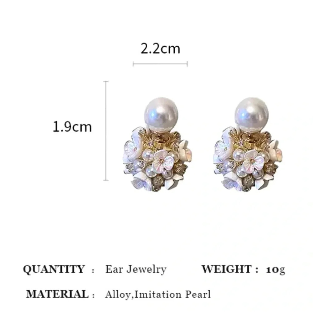 Perla White Shell Flower Stud Earrings - Picture 7 of 13